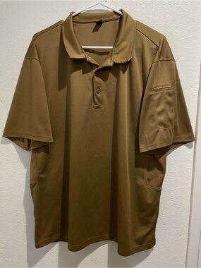Tactical Polo Shirt Coyote Brown Tan Moisture Wicking Pen Pocket Utility Men XL